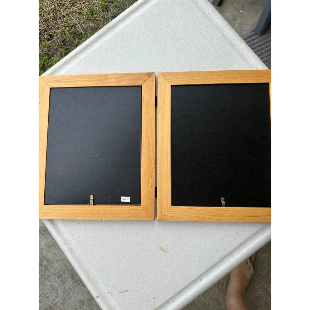 Engraved Lauhala Inspired Woven Wooden Hinged Double Photo Picture Frames 8x10